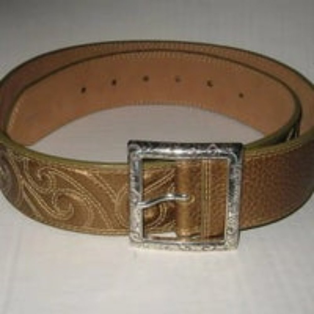 ❤️WOMENS BRIGHTON EMBROIDERED BRONZE METALLIC BELT / Medium